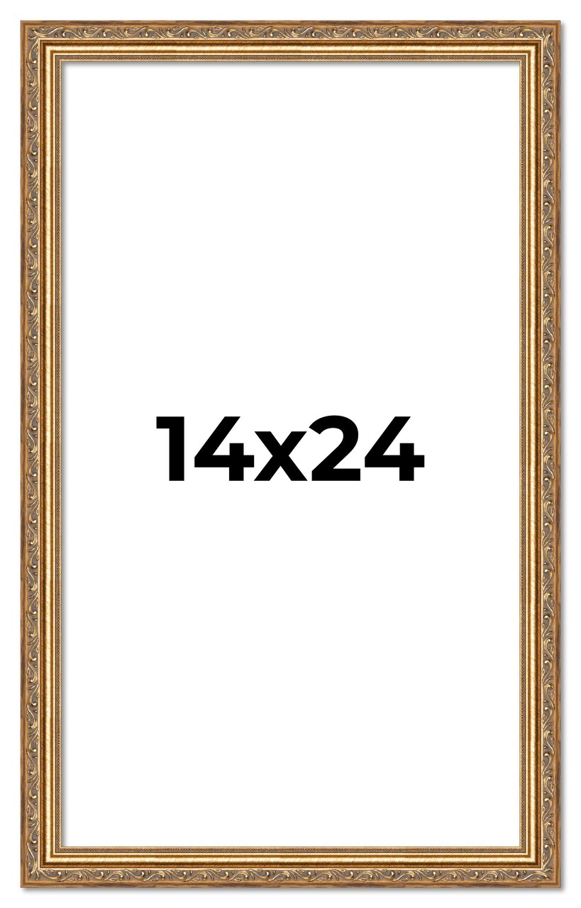 14x24 Museum-Quality Picture Frame with UV-Resistant Acrylic & Acid-Free Backing, Available in 4 Finishes - Gold, Silver, Bronze, and Black